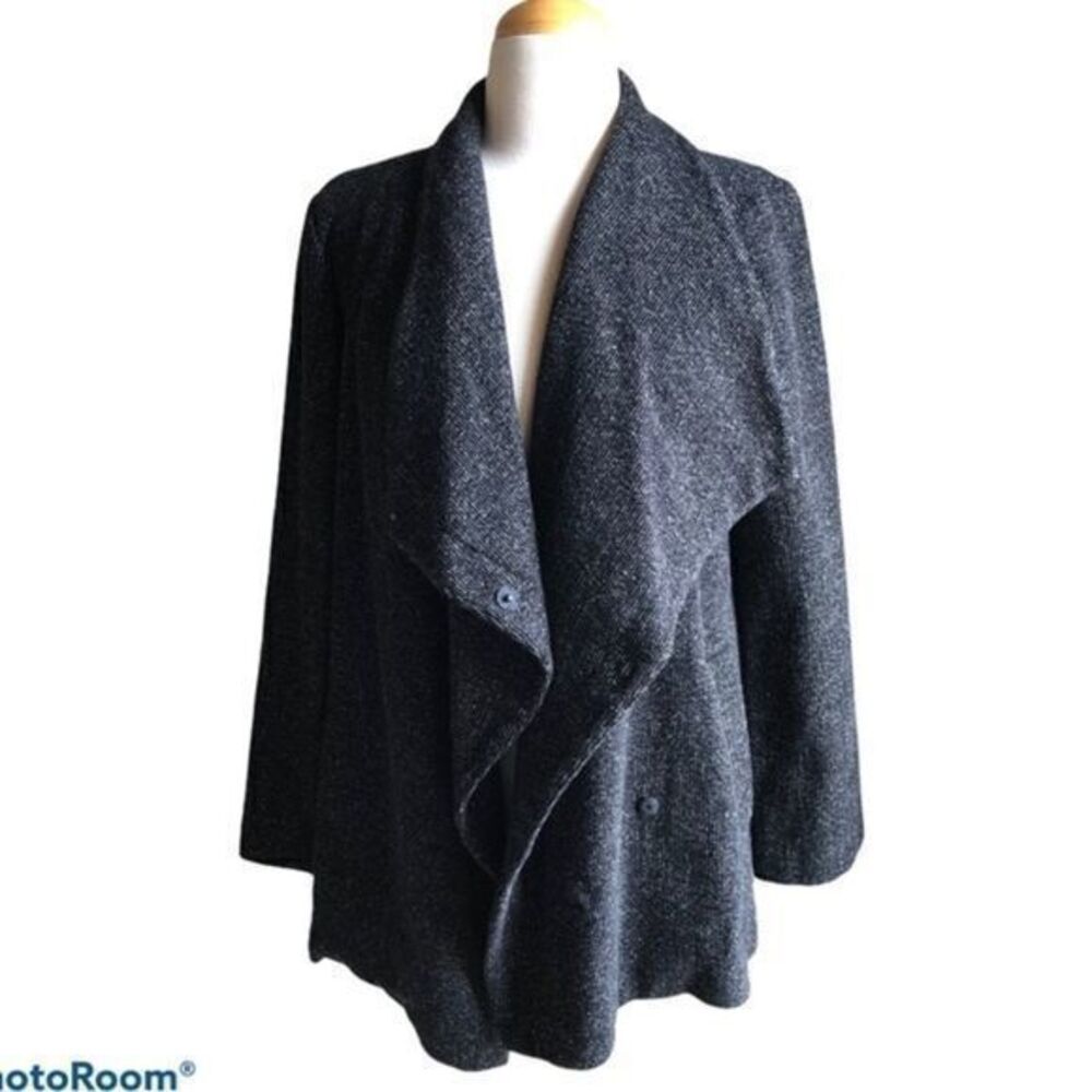 Eileen Fisher wool blend cascade waterfall coat